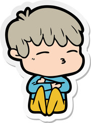 Obraz premium sticker of a cartoon curious boy