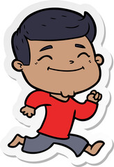 Obraz premium sticker of a happy cartoon man running