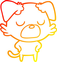 warm gradient line drawing of a cartoon dog