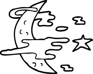 line drawing cartoon spooky moon