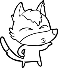 cartoon wolf pouting