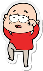 Obraz premium sticker of a cartoon tired bald man