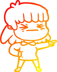 warm gradient line drawing of a cartoon woman