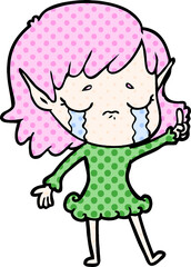cartoon crying elf girl