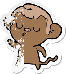 distressed sticker of a cartoon monkey