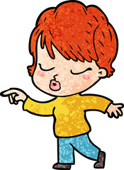 cartoon woman with eyes shut