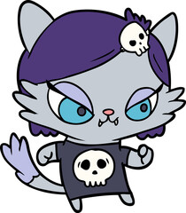 cute cartoon tough cat girl