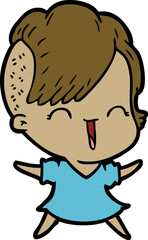cartoon happy hipster girl