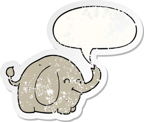 cartoon elephant with speech bubble distressed distressed old sticker