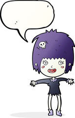 cartoon vampire girl with speech bubble