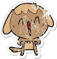 distressed sticker of a cute cartoon dog
