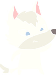 friendly flat color style cartoon wolf
