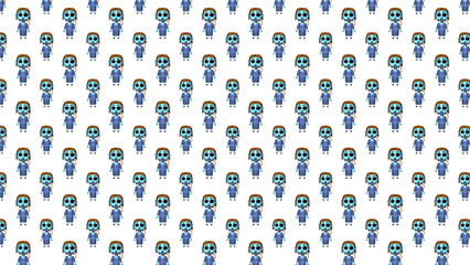 pattern in the form of various monsters on a white background 3d-rendering