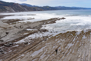 Flysch Rock formations on the Basque Coast. Zumaia, Gipuzkoa, Spain