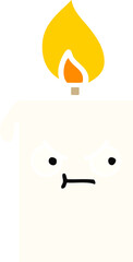 flat color retro cartoon of a lit candle