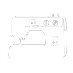 Realistic beige sewing machine isolated on a white background. Vector outline illustration