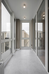 Modern loggia with large windows in the apartment
