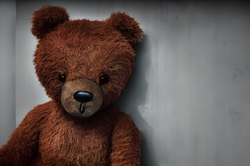 Illustration Grunge Teddy Bear Portrait