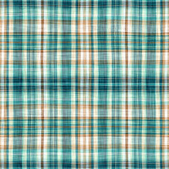 Teal rustic coastal beach house check fabric tile. Seamless sailor flannel textile gingham repeat swatch.