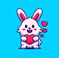 Illustration of cute rabbit With Love Heart Cartoon Icon