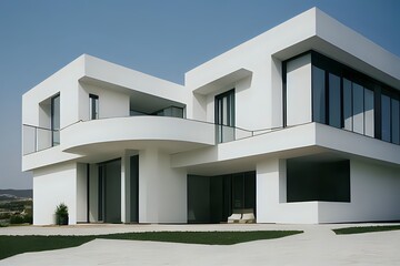 Fototapeta premium Contemporary house with glass facade