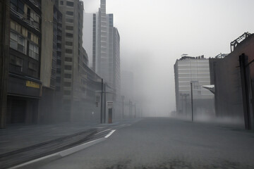 Post Apocalyptic City in Fog