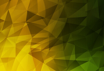 Dark Green, Yellow vector gradient triangles template.