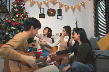 Happy family preparing for New Year winter holidays celebration concept