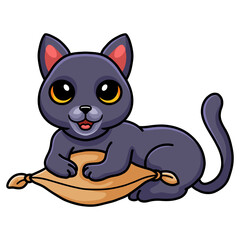 Cute chartreux cat cartoon on the pillow