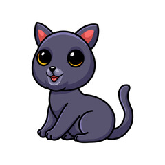 Cute chartreux cat cartoon sitting