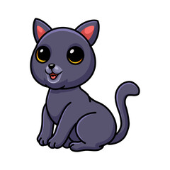 Cute chartreux cat cartoon sitting