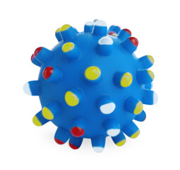 Blue toy ball for pet isolated on white