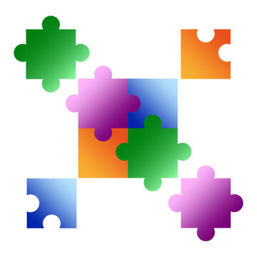 colored puzzles. Business team symbol. Vector illustration. Stock image.