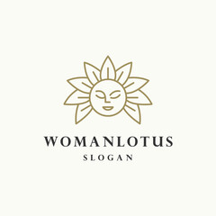 Woman lotus logo icon flat design template 