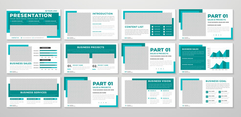 Fototapeta na wymiar set of corporate presentation template design with minimalist concept and modern layout use for annual report and business profile 