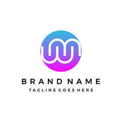 Abstract letter wm logo design vector template