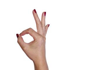 ok hand sign on transparent background	
