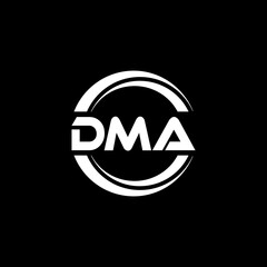 DMA letter logo design with black background in illustrator, vector logo modern alphabet font overlap style. calligraphy designs for logo, Poster, Invitation, etc.