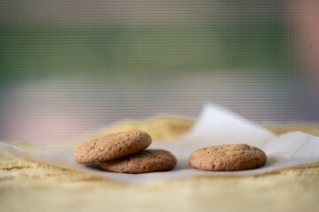 Fresh cookies in front of window