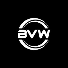 Fototapeta na wymiar BVW letter logo design with black background in illustrator, vector logo modern alphabet font overlap style. calligraphy designs for logo, Poster, Invitation, etc.