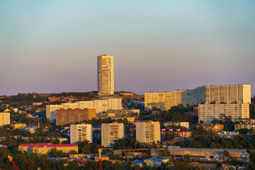 Cityscape with a view of buildings and architecture of Vladivostok, Russia