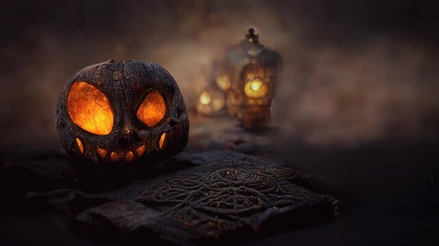 halloween pumpkin lantern background video