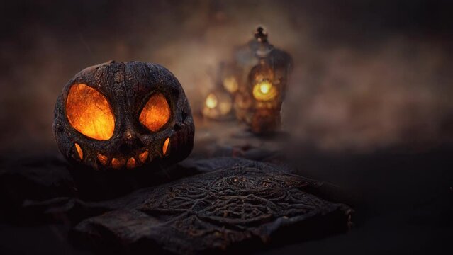 HD spooky halloween pumpkin background for videos
