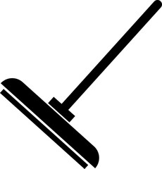 Floor wiper cleaner with handle vector glyph icon design on white background 