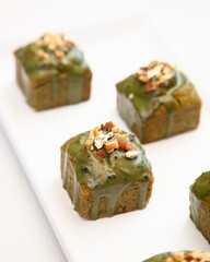 Matcha green tea almond mini pound cake