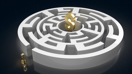 The chess and maze for business concept 3d rendering