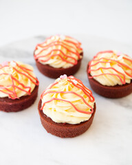 Red velvet pound cake with fresh cream cheese