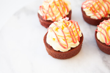 Red velvet pound cake with fresh cream cheese