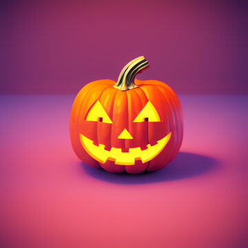 A spooky halloween pumpkin, simple background