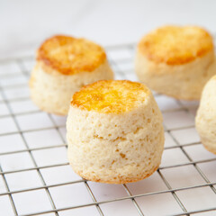 Butter scone set with raspberry and clotted cream